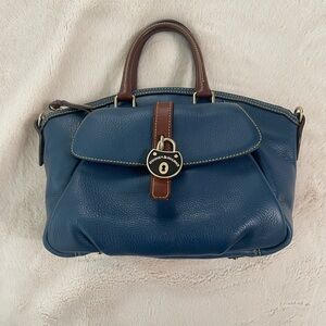 Dooney & Bourke Blue and Brown Satchel